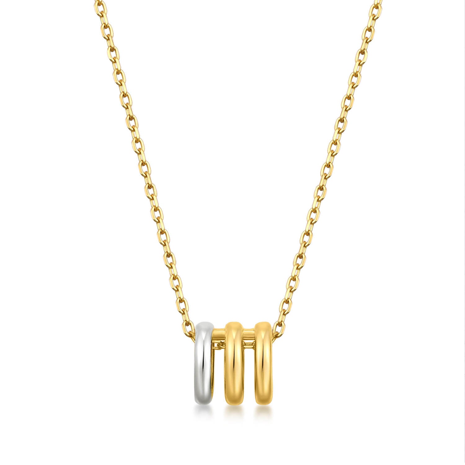 Two Tone Necklace 14k Gold Plating Rhodium Plating 925 Sterling Silver