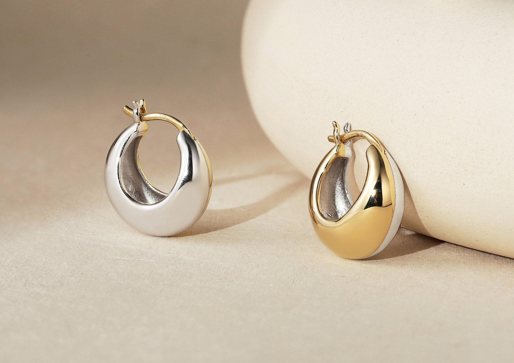 Two tone gold and silver earrings cheap